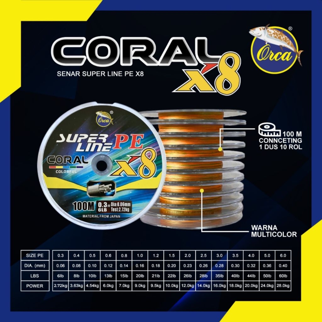 senar orca PE coral x8 100m