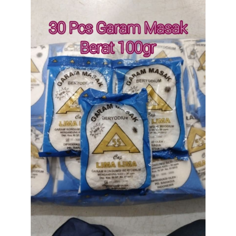 

30 Pcs Garam masak/Garam Dapur Mutiara Laut 100 Gr