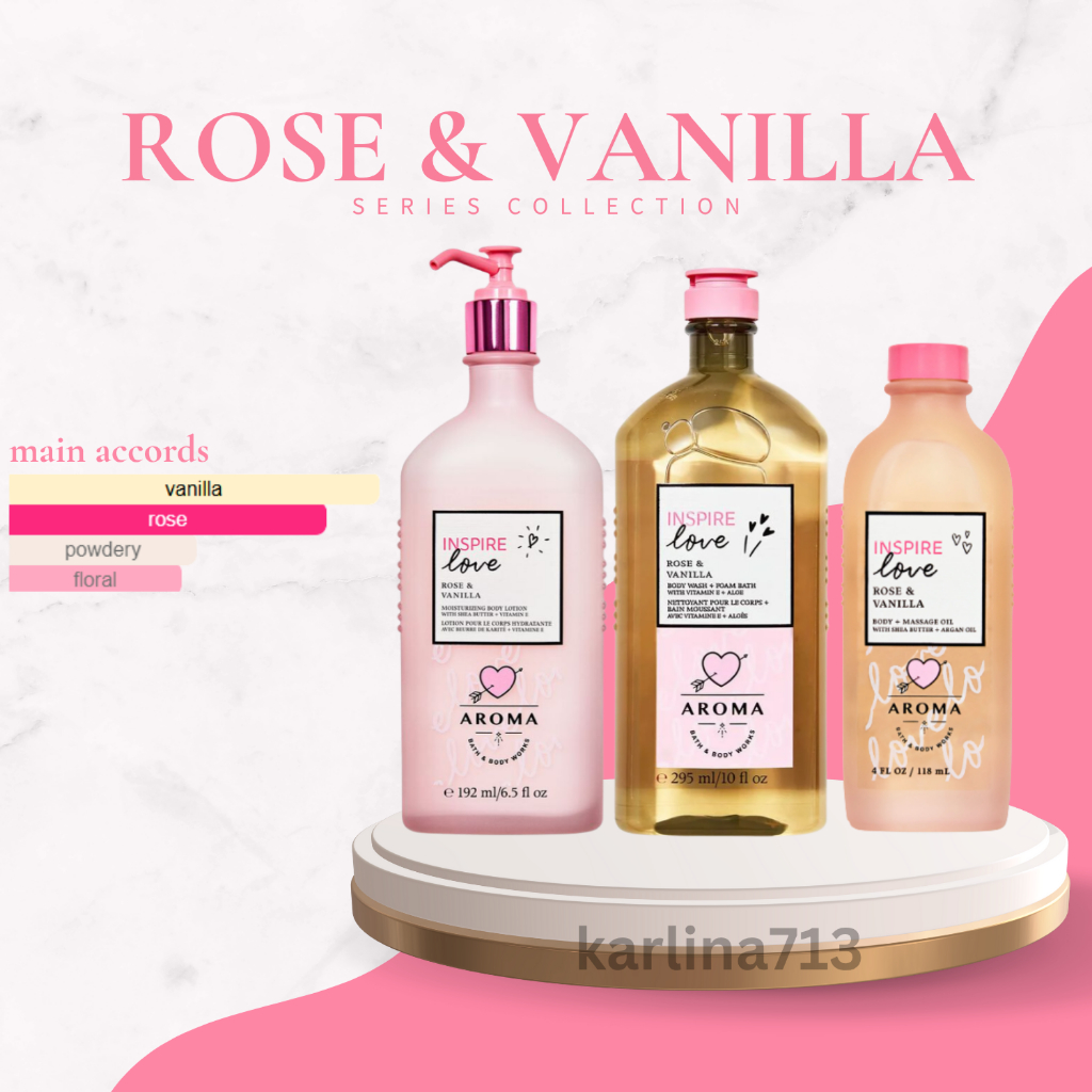 BBW Rose & Vanilla Inspire LOVE Aromatherapy Series ( Body Mist - Lotion - Cream - Body Butter - Bod