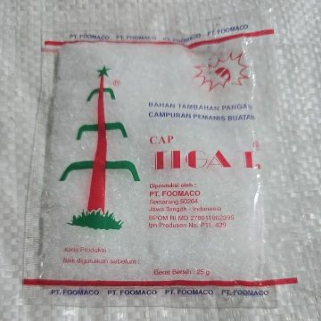 

Sari manis cap tiga T sakarin pemanis buatan 3t 1biji 25g ( 3T ECER )