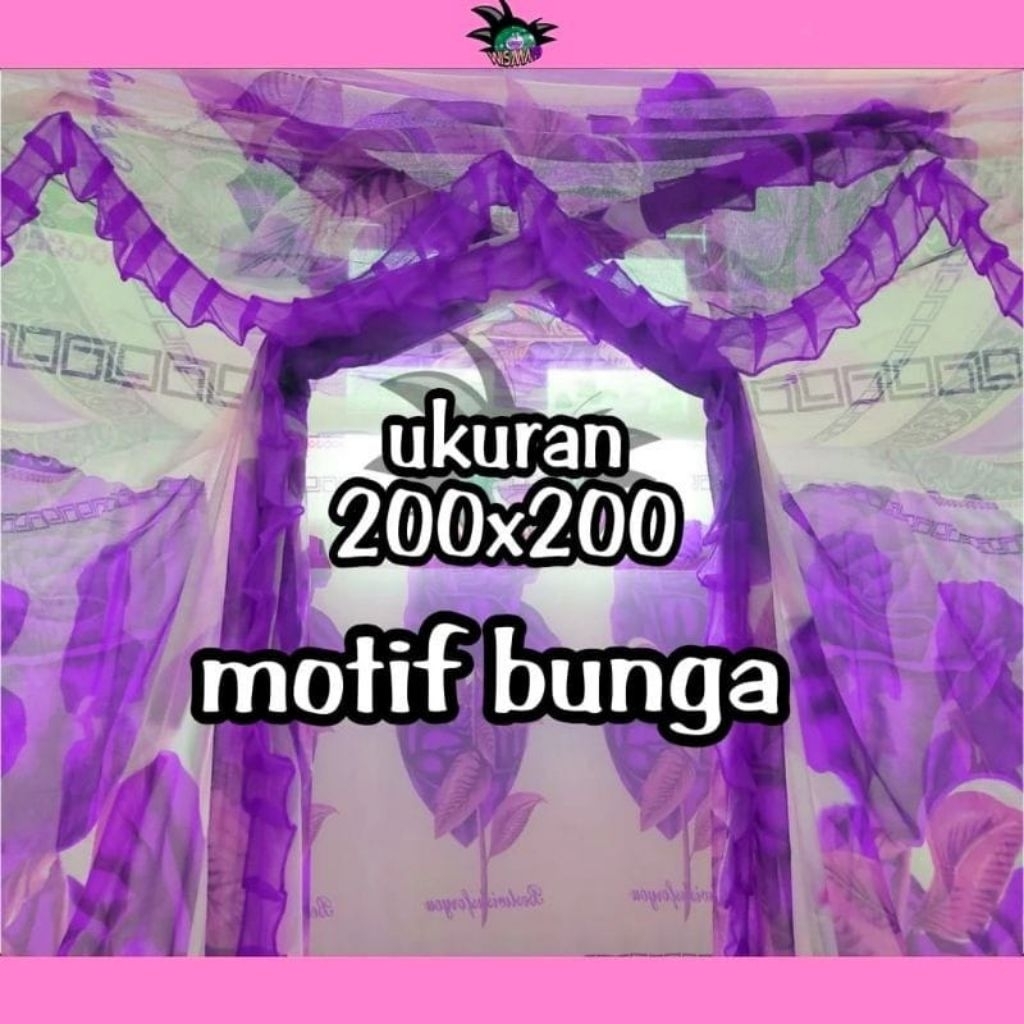 kelambu kotak gantung motif bunga sb rempel