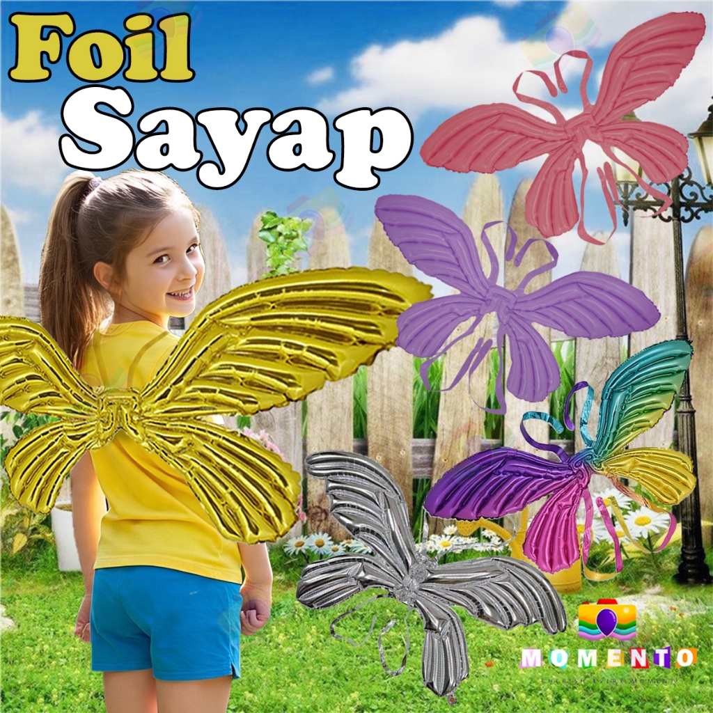Momento - Balon Foil Sayap kupu - kupu / Balon Sayap Kupu -Kupu Warna - Warni / Sayap Balon / Balon 