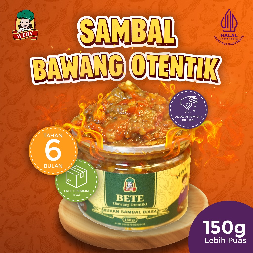 

SAMBAL WEBY - Sambal Bawang Otentik (BETE) Sambal Bawang merah isi 150gr - 100% Halal & Sudah BPOM