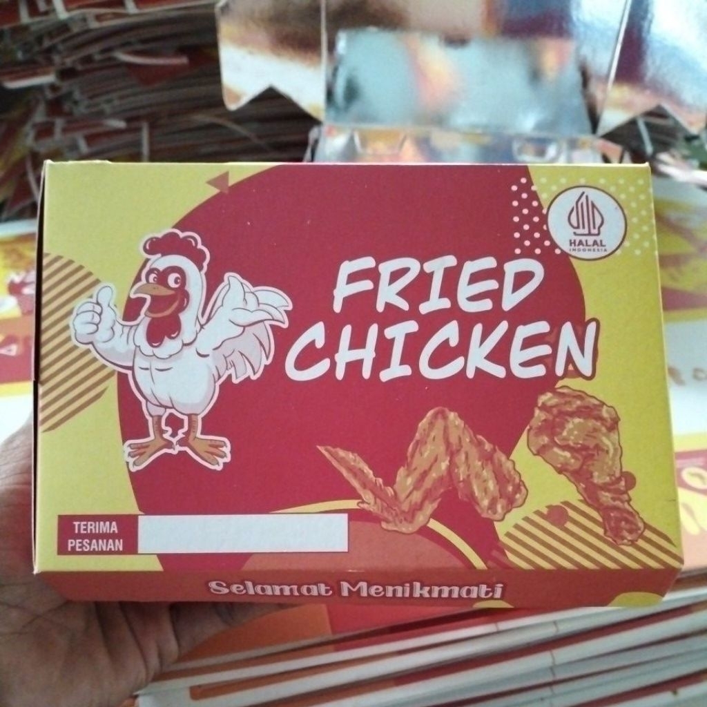

Kardus Box Fried Chicken 100pcs Lapis Voil Anti Minyak / Kardus Box Ayam Crispy / Kardus Box Nasi Ayam Goreng