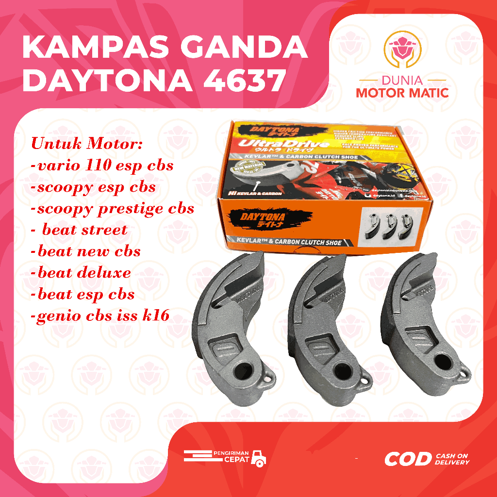 Kampas Ganda Kopling DAYTONA Vario 110Esp CBS ISS K16, Scoopy Esp CBS ISS 2017-2020 K16, Scoopy Pres
