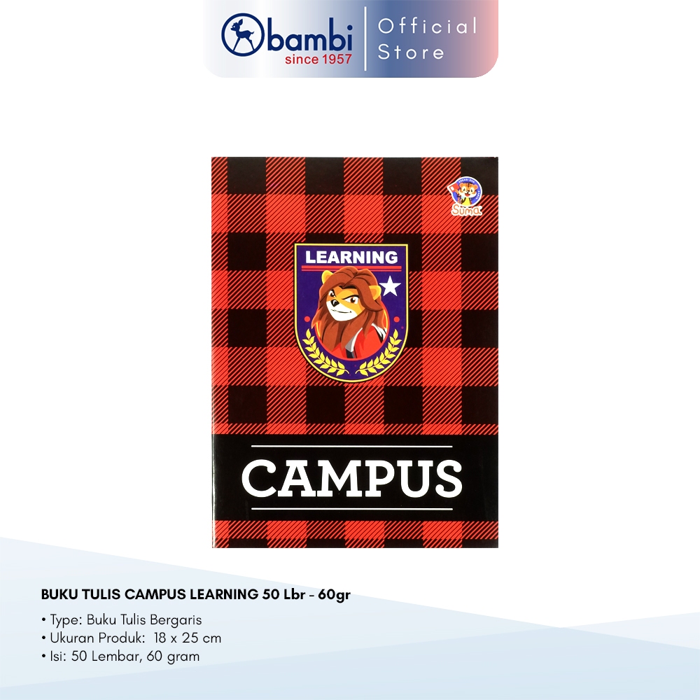 

Bambi x Suma Buku Tulis Learning Campus Isi 50 Lembar 60 Gram 1 PC Original