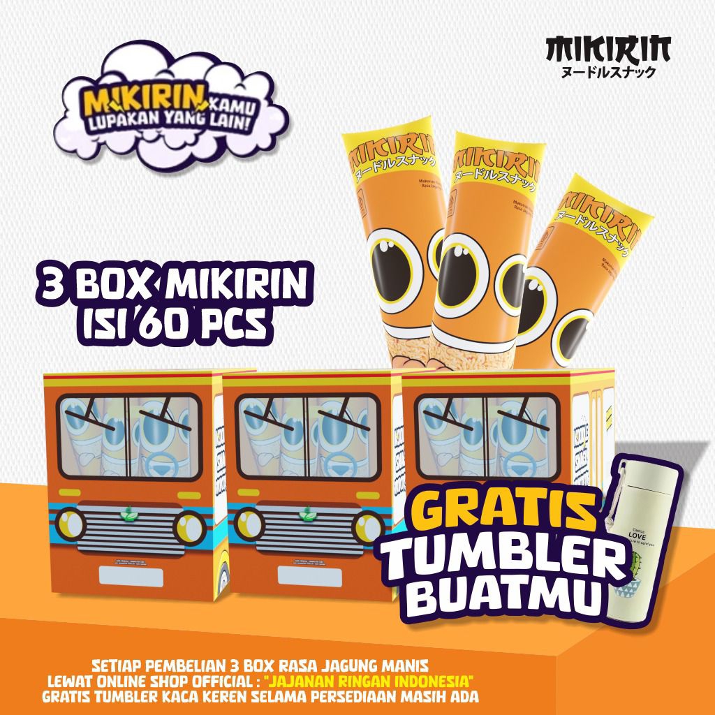 

Mikirin Mie Kremes Noodle Snack Rasa JAGUNG MANIS 3 box isi 60 pcs