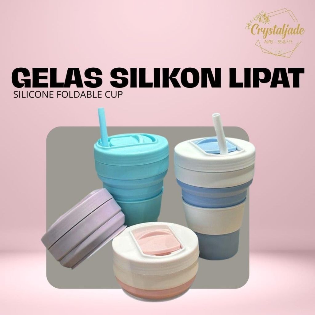 Premium Gelas silikon lipat 350ml - Travel Foldable Cup - Premium Silicone Foldable Cup
