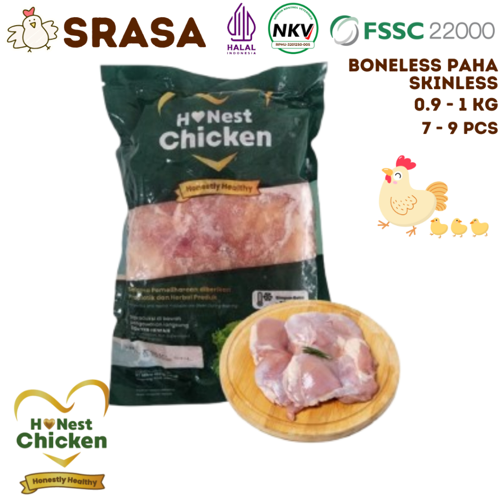 

HONEST CHICKEN DAGING AYAM PROBIOTIK AYAM BL PAHA SKINLESS HALAL NKV 900 GR - 1000 GR
