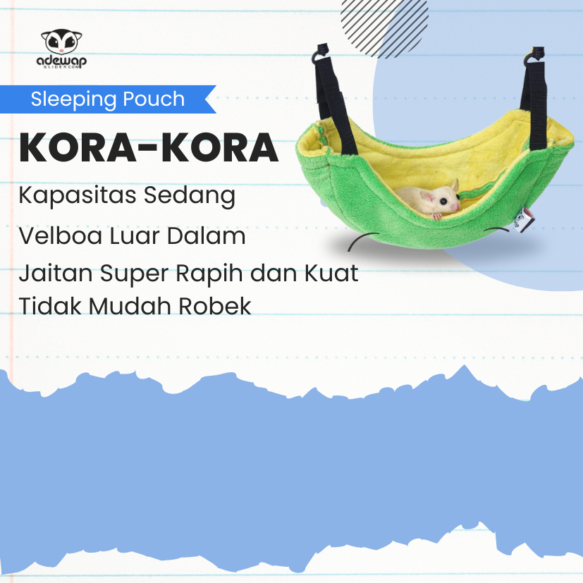 ADEWAP Sleeping Pouch Bentuk Kora Kora Aksesoris Tempat Tidur Sugar Glider