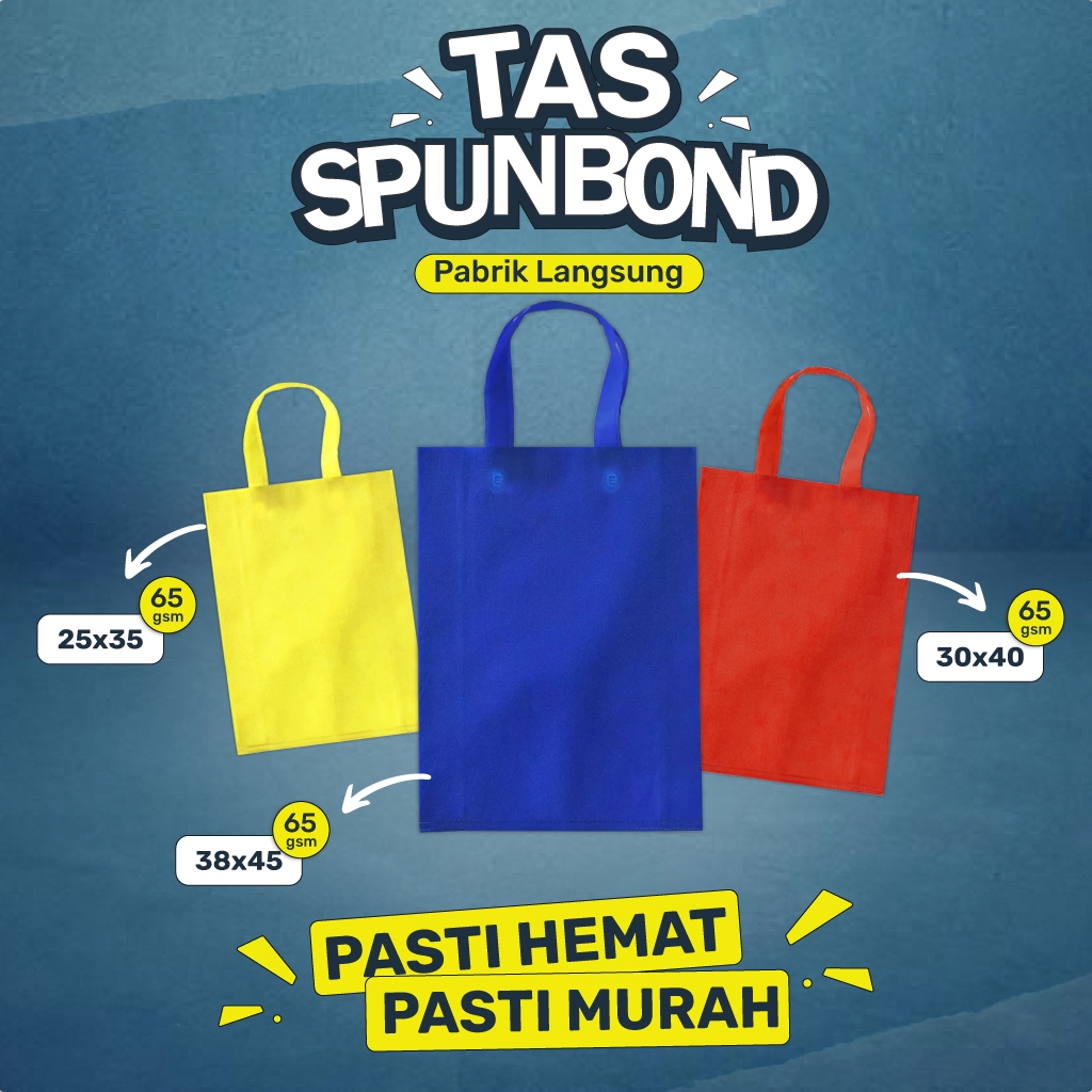 

Tas Spunbond 25/30/38 Tas Kain Goodie Bag Size 25/30/38 Kantong Belanja (Per 12 Pcs)