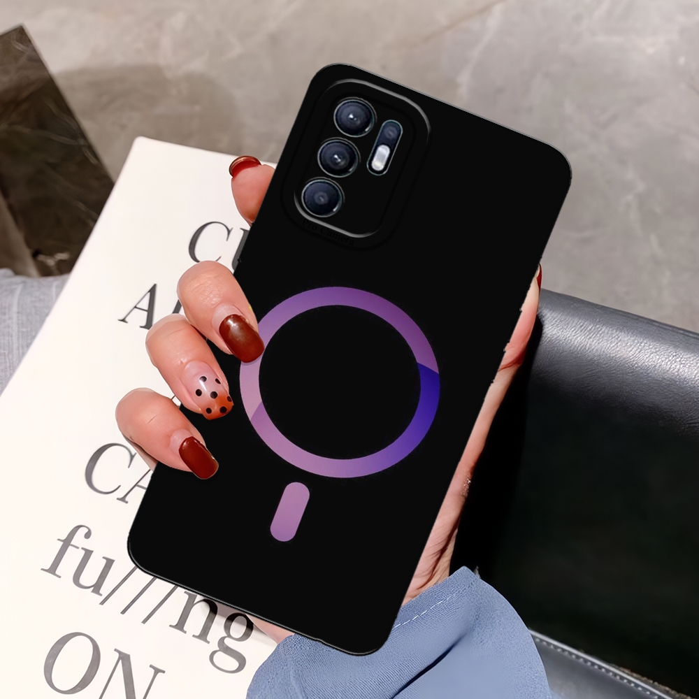 SOFTCASE UNTUK HP OPPO RENO 6 4G MODEL RING MAGSAFE TERBARU  | BAHAN KARET TEBAL | NYAMAN DI GENGGAM