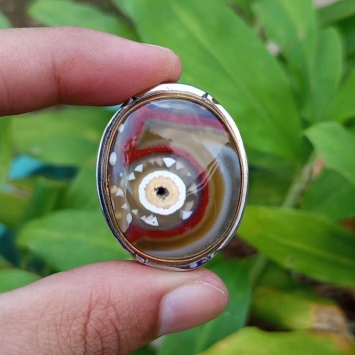 Cincin Batu Akik Motip Angka 5 Sumur Bandung Combong