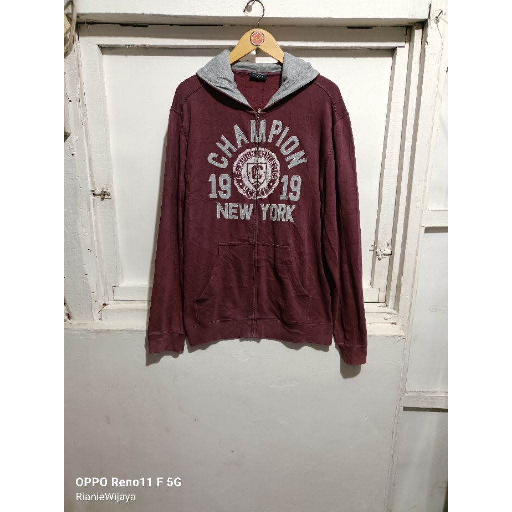 Zip Hoodie Champion New York Men Athletic Logo Emboidered
