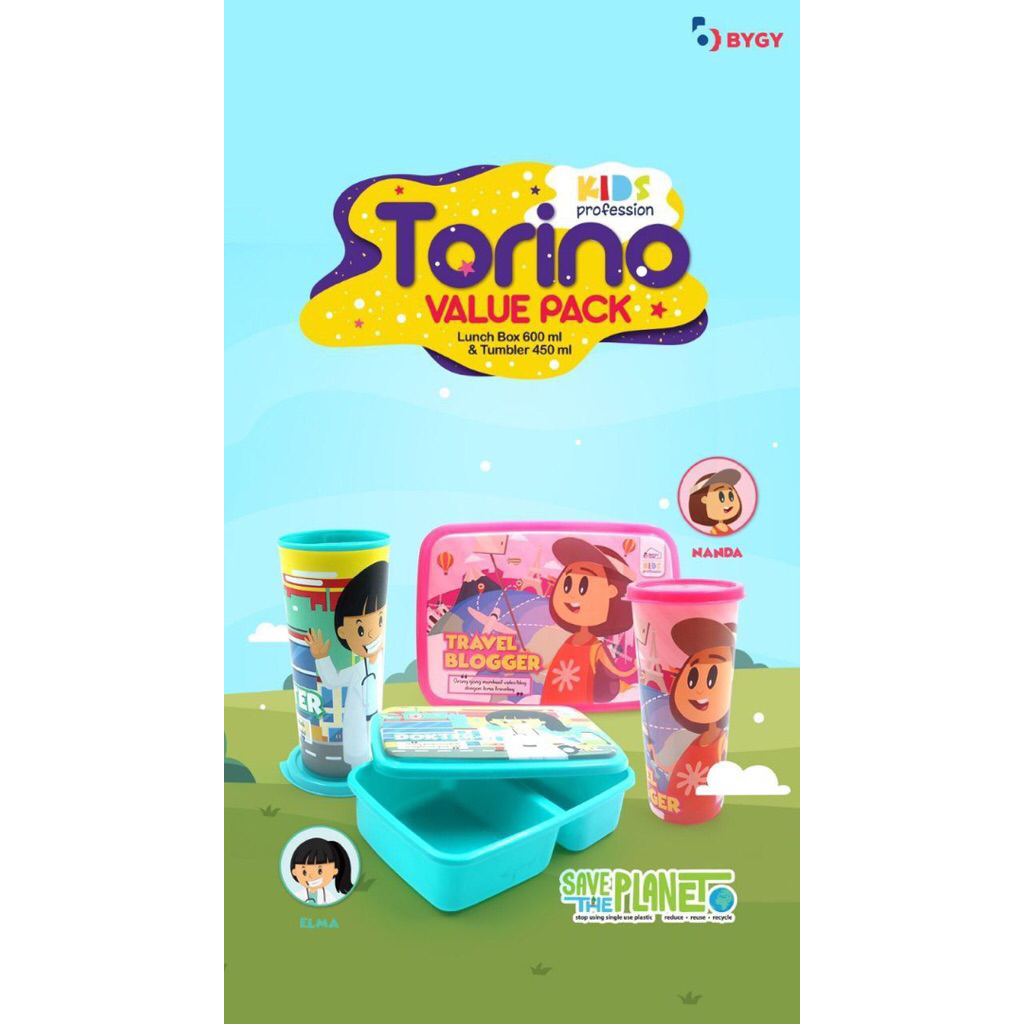 Biggy Set Lunch Box Torino/Tempat Makan+Gelas Biggy Torino
