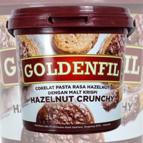 

Goldenfil Hazelnut Crunchy Cokelat Pasta Rasa Hazelnut dengan Malt Crispi 1 kg