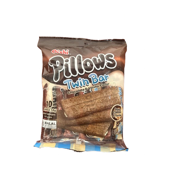 

Oishi Pillows Twin Bar Chocolate & Vanilla Flavour Isi 10's @ 12gram