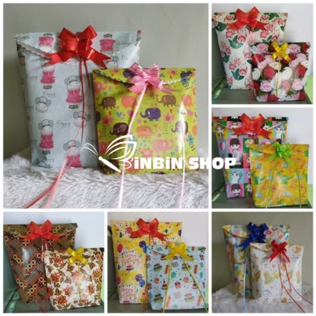 

ECER - Kantong Kado Instan / Kertas Kado Instan Jumbo Besar Kecil Mini