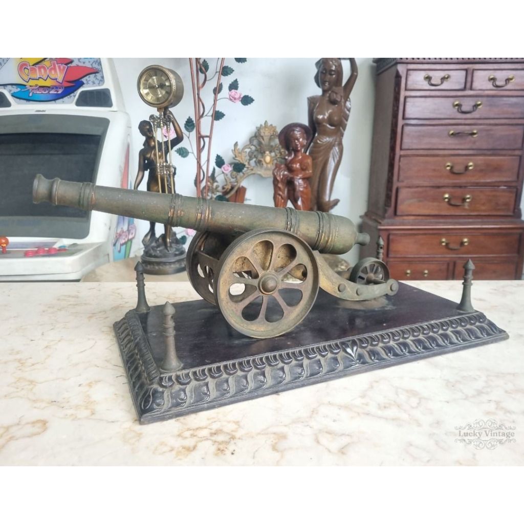 Vintage Pajangan Miniatur Meriam Kuningan Lawas Ukuran Besar