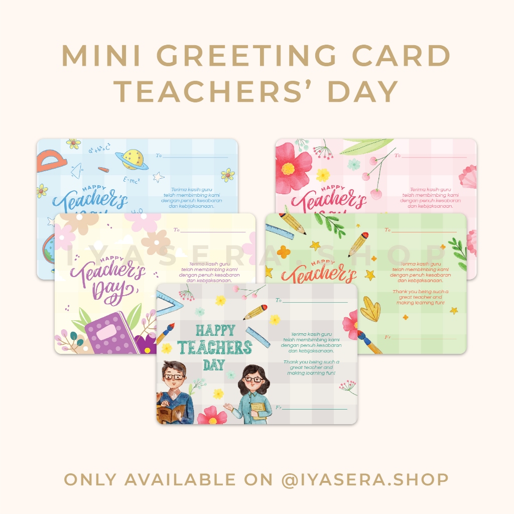 

[6pcs] Greeting Card Kartu Ucapan Teachers Day Hari Guru Small Mini