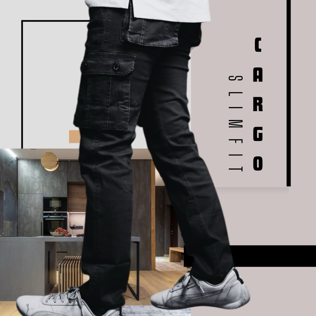 PO 73 - O’city Project - Celana Cargo Panjang Pria Premium Quality Slim Fit Strecth Long Cargo Pants