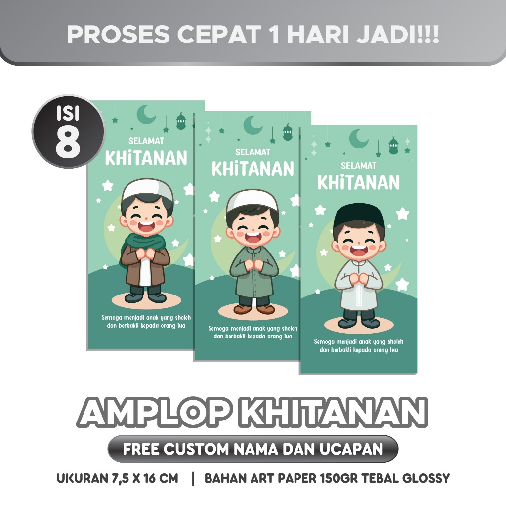 

(ISI 8 PCS) AMPLOP KHITANAN CUSTOM | Khitan Sumbangan | OMAR SET