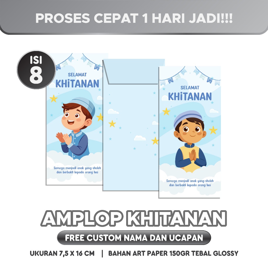 

(ISI 8 PCS) AMPLOP KHITANAN CUSTOM | Khitan Sumbangan | ALTAIR SET