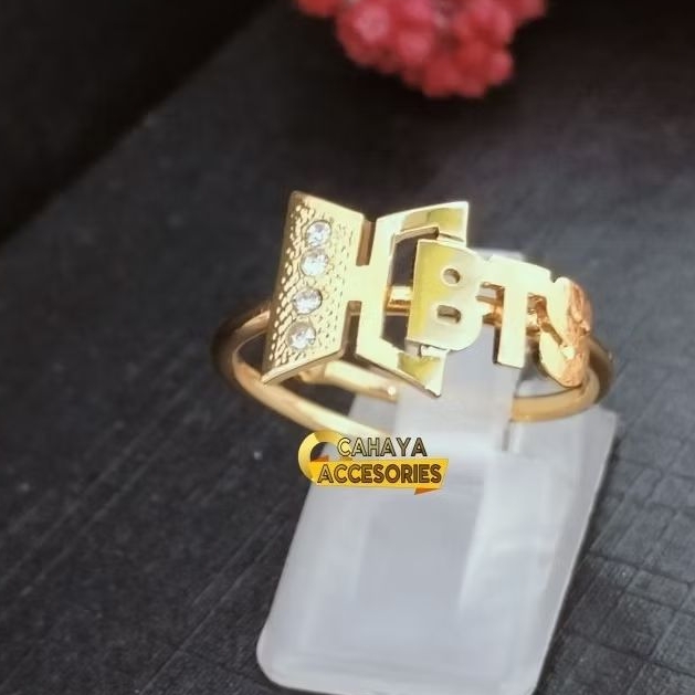 cincin BTS ARMY perhiasan lapis emas//Cincin BTS permata