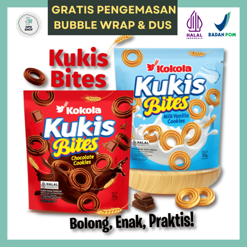 

Kokola Kukis Bites Pouch 30gr - Biskuit Snack Cemilan Murah Enak