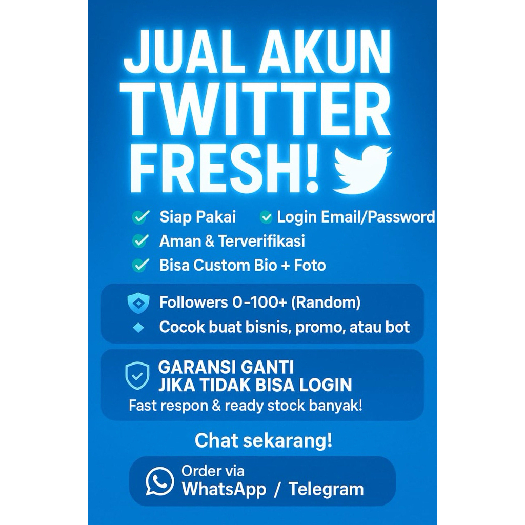 JUAL AKUN TWITTER FRESH AKUN TWITTER FRESH MURAH AKUN X FRESH BERGARANSI