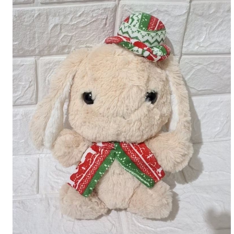 boneka kelinci coklat muda kostum topi syal lucu boneka hewan binatang karakter mirip loopy amuse no