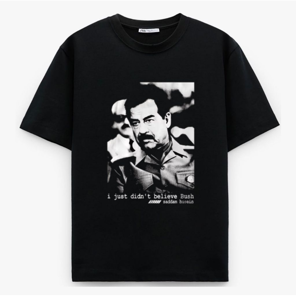 KAOS SADDAM HUSEIN TOKOH IRAK SPONSOR GRAYSCALE MODE