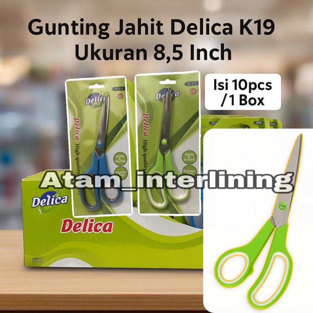 

1 Box Isi 10pcs Gunting Delica 8.5 Inch | Grosir Gunting Jahit Tajam & Anti Karat Pegangan Nyaman