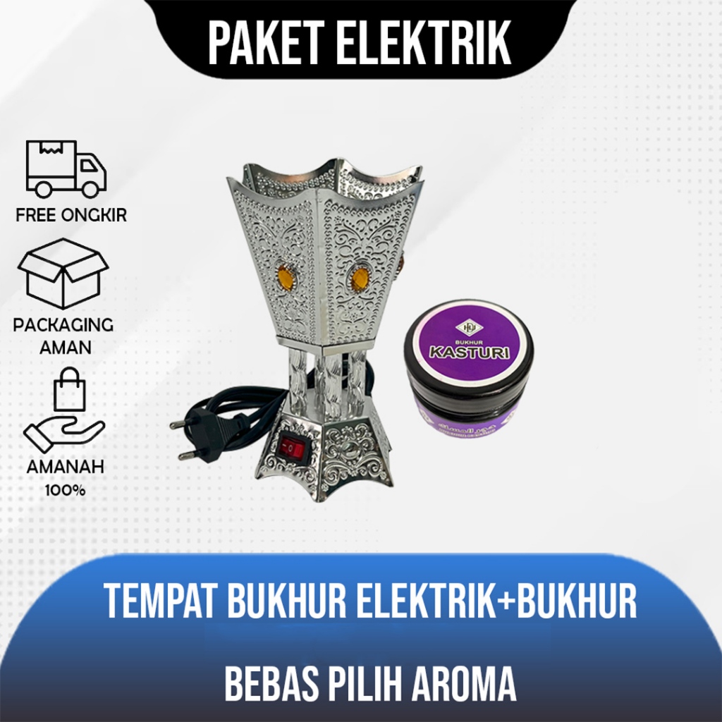 Paket Bukhur Buhur Dupa Wangi Serbuk Dengan Tempat Bukhur Buhur Elektrik