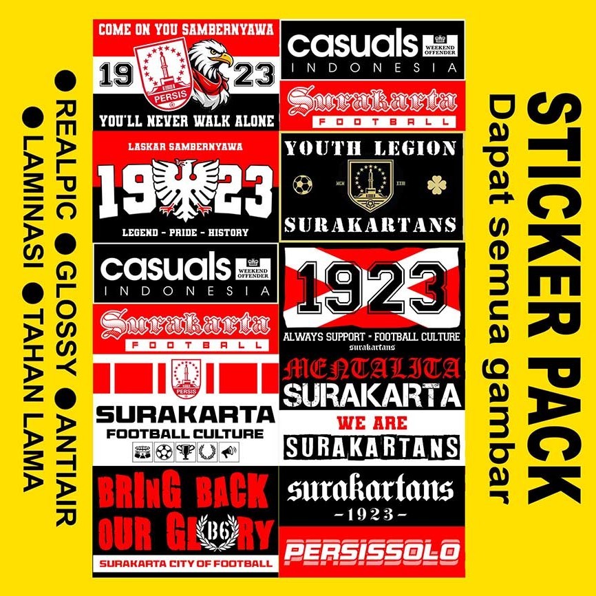 

Sticker/stiker pack persissolo surakarta surakartans laskar sambernyawa football