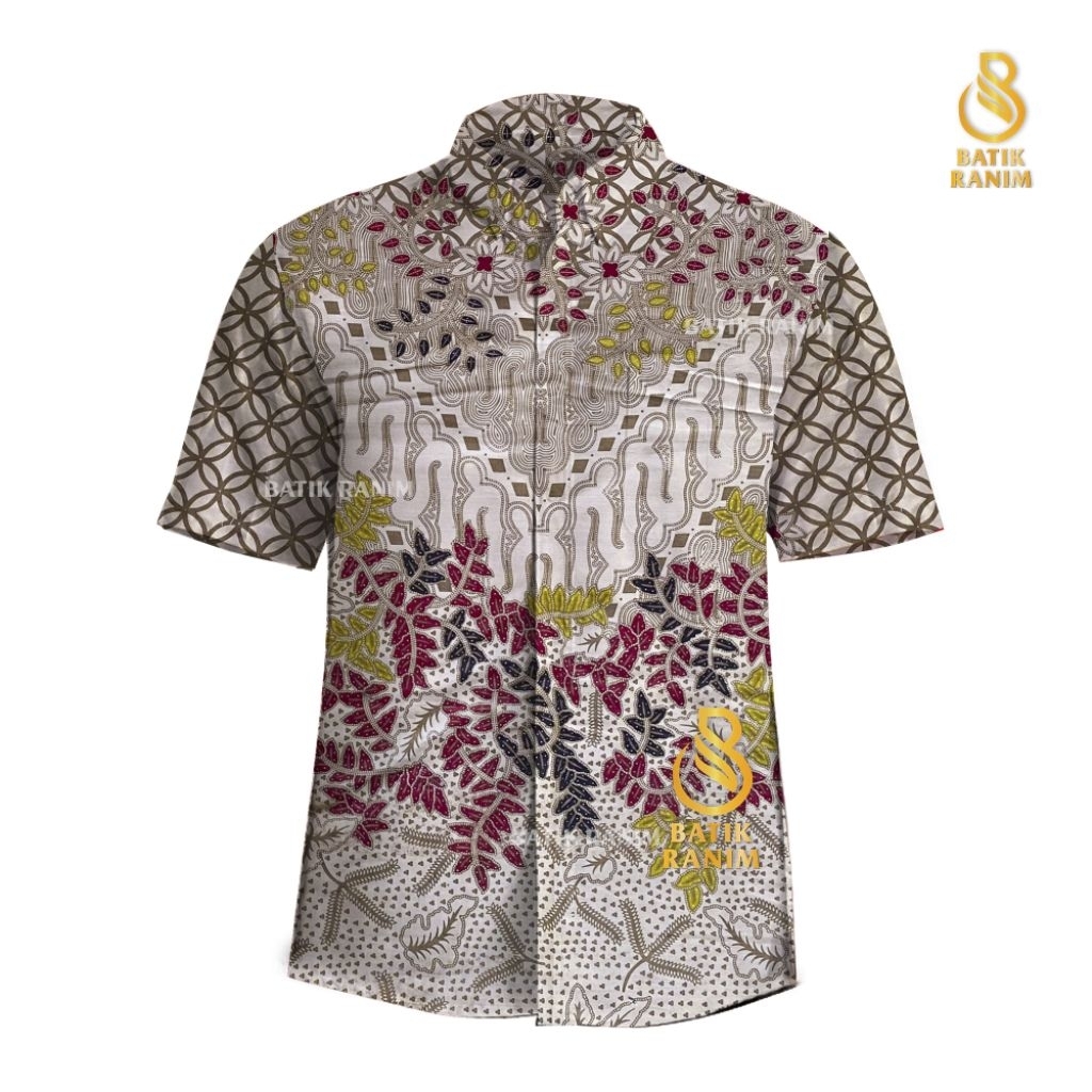 BATIK RANIM Hem Bunga Nadya Batik Pria Lengan Pendek Premium