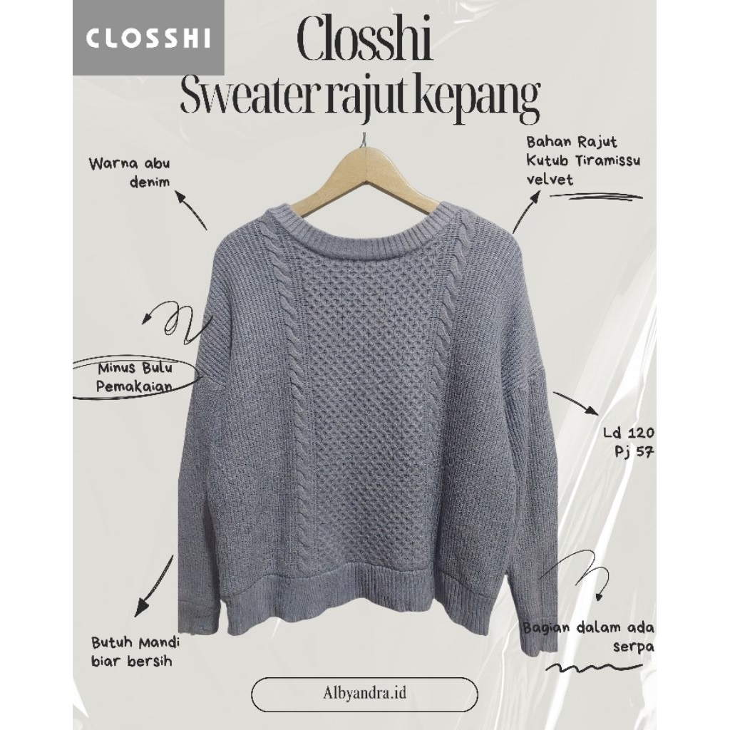 CLOSSHI SWEATER RAJUT KEPANG VELVET