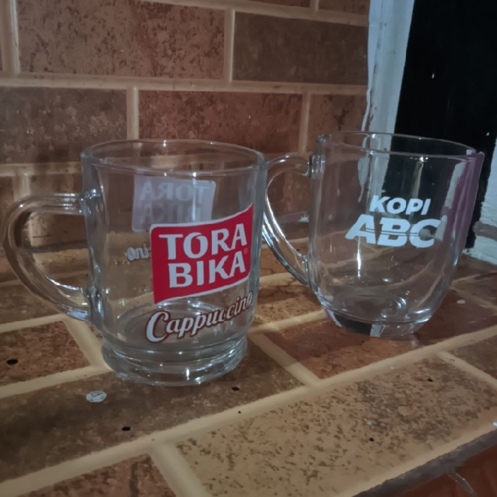 Cangkir Gelas Beling Kopi ABC Torabika Kapal Api Teh Susu Energen Ayo Ngopi Hadiah Kado Suami istri