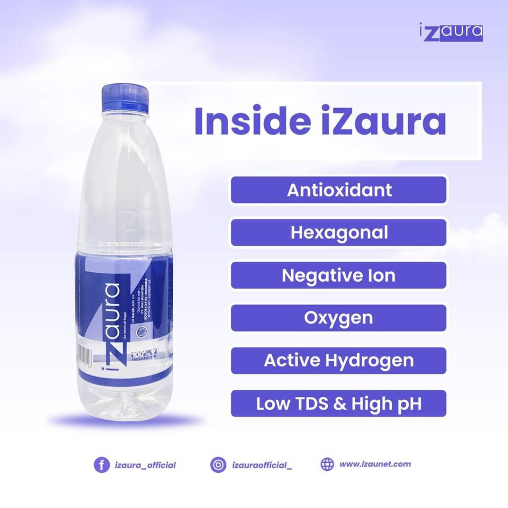 

air Sehat iZaura original 1 dus (12 botol ukuran 600 ml perbotolnya)