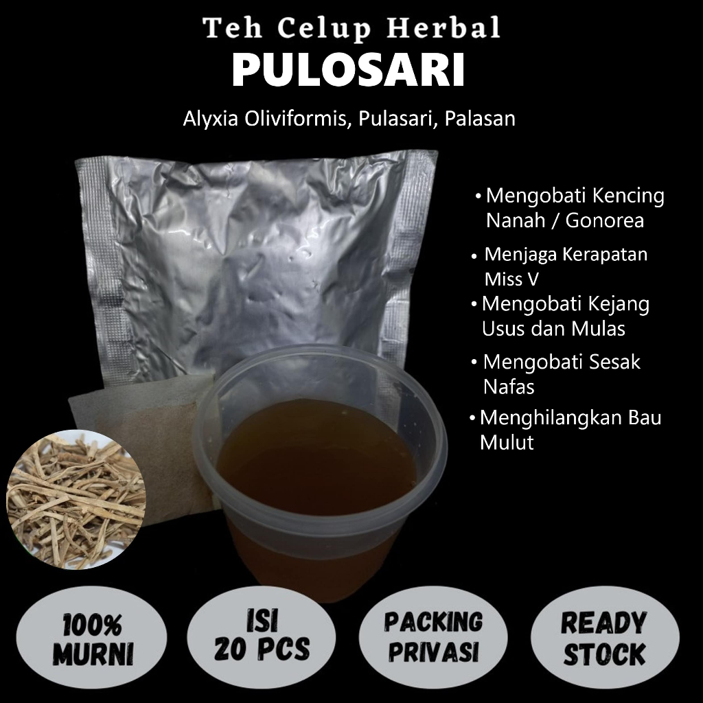 

Teh Celup Herbal PULOSARI Mengobati Batu Empedu Kanker Serviks Sariawan Keputihan Sesak Nafas