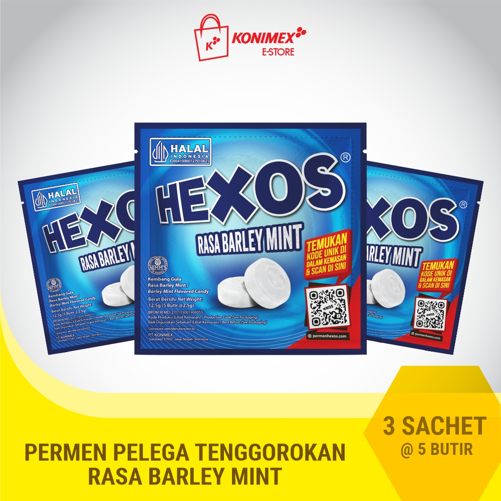 

Hexos Barley Mint - 3 sachet Permen Mint pelega tenggorokan