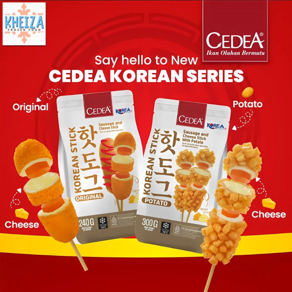 

CEDEA HOTTANG Korean Stick Potato Corndog Original - Stik Corn Dog Sosis Keju dengan Kentang - Kheiza Frozen