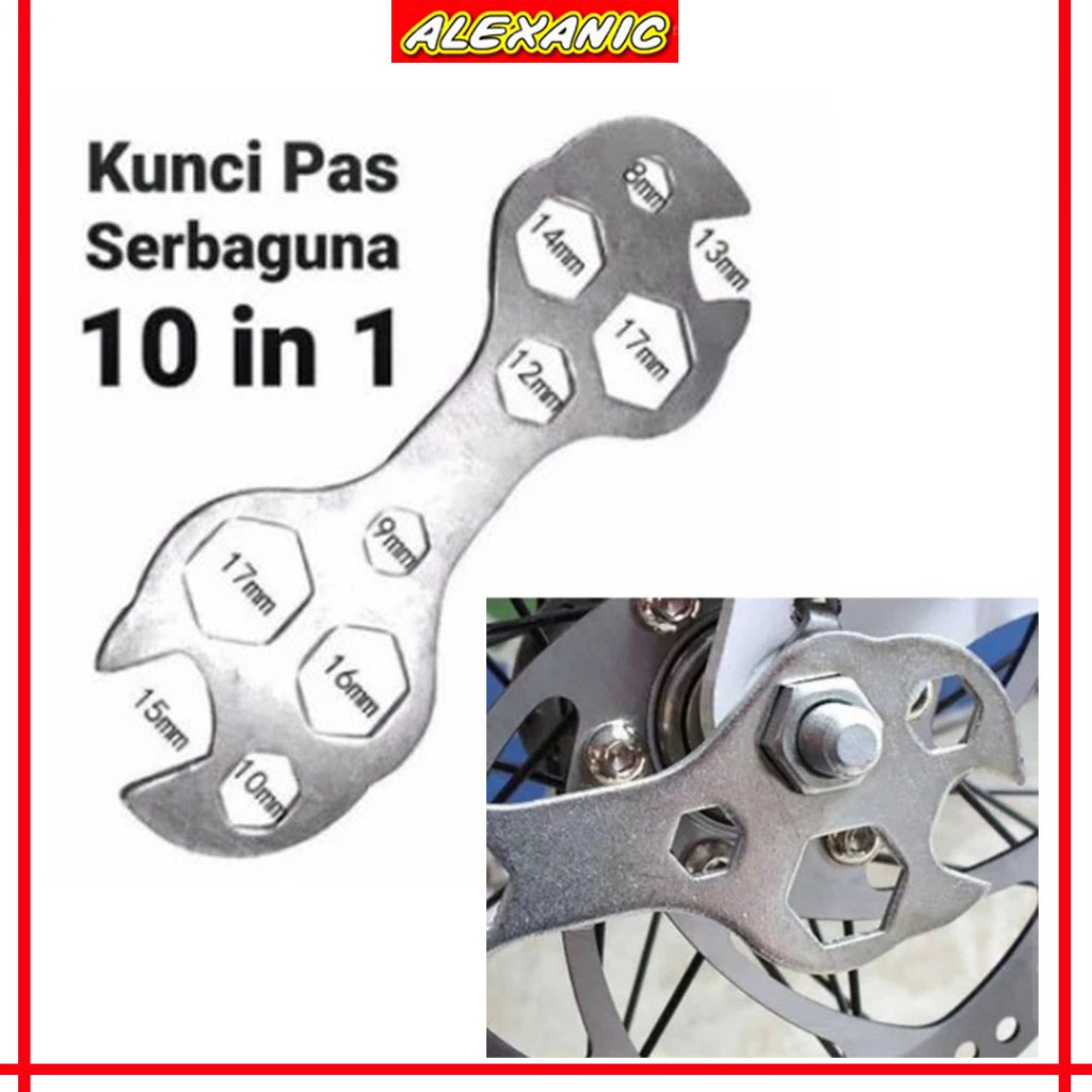 Kunci Pas 10 in 1 |  Kunci Pas Kunci Baut Sepeda 10 Ukuran | Wrench Heksagonal Toolkit
