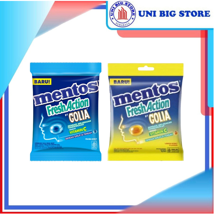 

Mentos Fresh Action By GOLIA Permen dengan Vitamin C Mint Lemon Madu 84 gr Bag