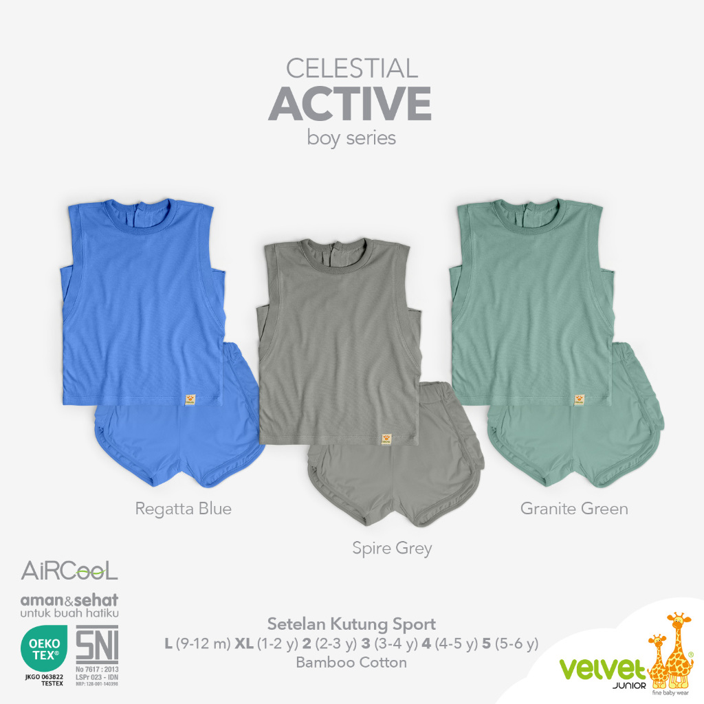 Velvet Junior Celestial Active - Baju Anak Laki-Laki Setelan Kutung Sport - Celestial 9