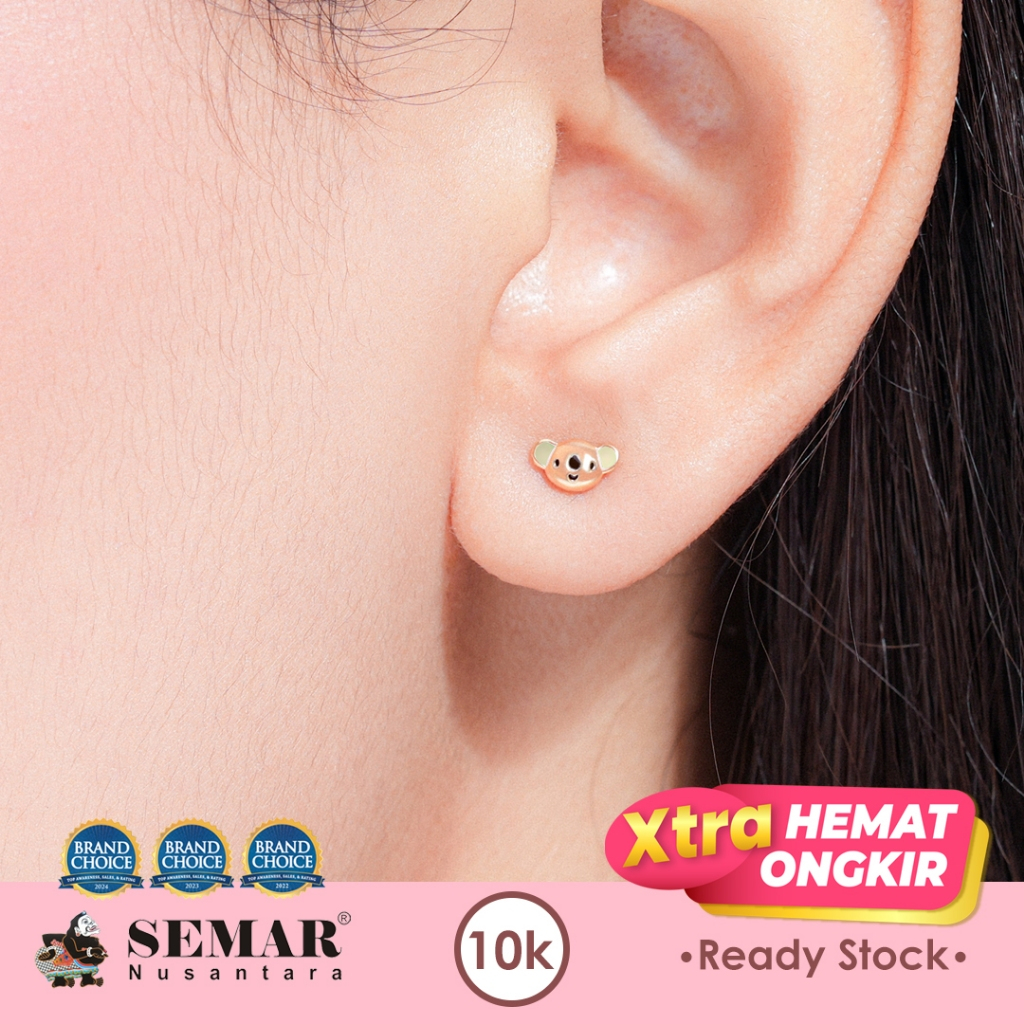 Anting Emas Tindik Cute Koala Gold 10K Semar Nusantara