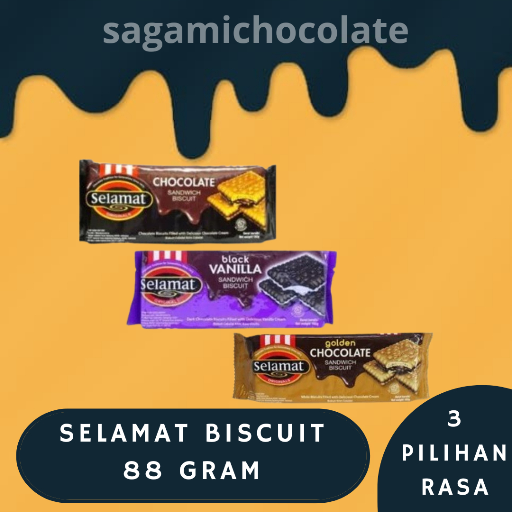 

SELAMAT BISCUIT CHOCOLATE SANDWICH 88 gr 1PC | COKLAT BISKUIT CHOCOLATE / GOLDEN CHOCOLATE / BLACK VANILLA