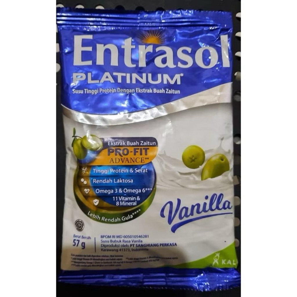 

Entrasol Platinum Vanila 57gr sachet expired 24 april 2026