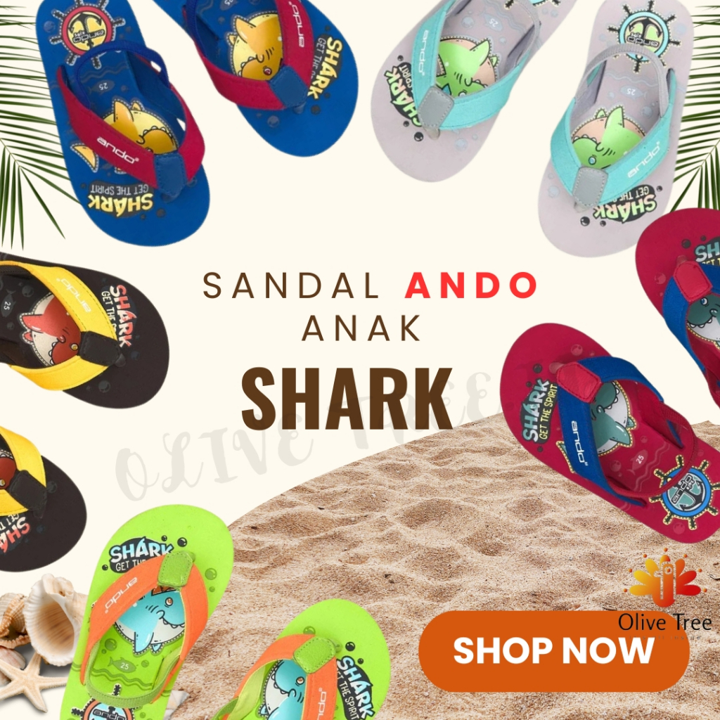 Sandal Jepit Anak Laki Laki Ando / Sandal Anak Ando shark / Sandal Anak Anak Ando / Sandal Anak laki