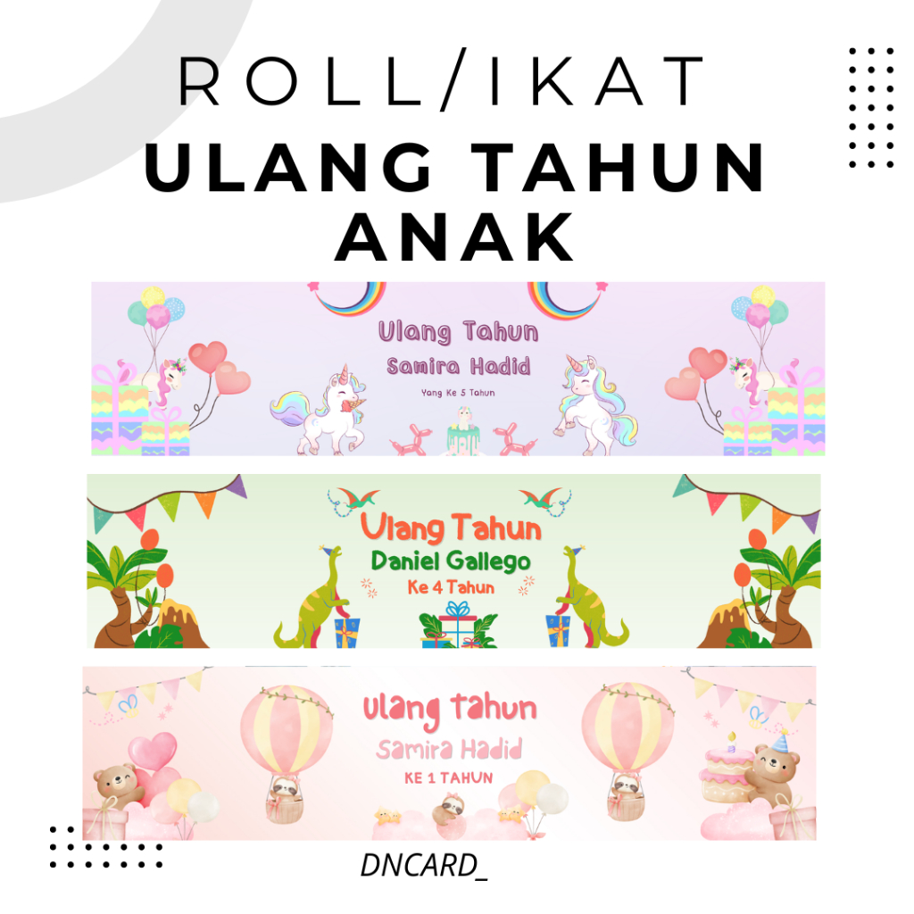 ROLL HBD ANAK PENGIKAT PRODUK ULANG TAHUN ANAK PAPER BELT NASI BOX MINI